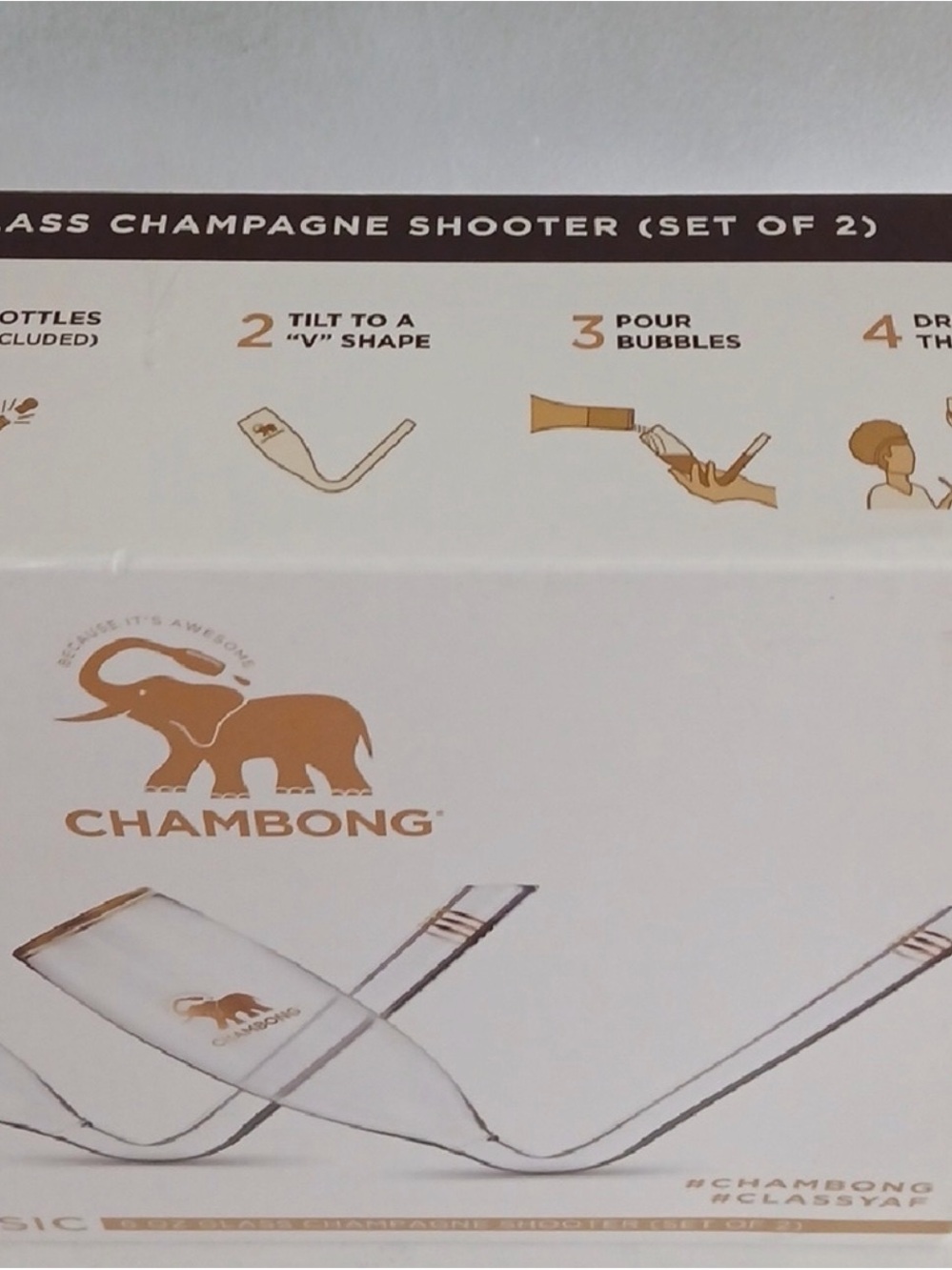 CHAMBONG Classic 6 oz Glass Champagne Shooter - Gold Logo - Picture 3 of 3